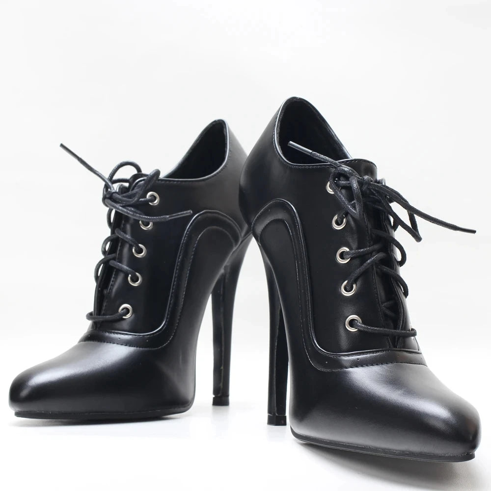 Vintage 14CM High Heel  Pointed Toe Punk Black Brown Party Wedding Dress Shoes