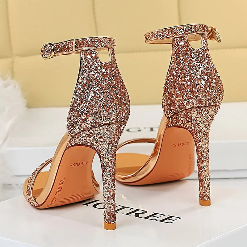 High-heeled Shoes Women Pumps Shiny Sequins Sexy Party Shoes Luxury Banquet Shoes