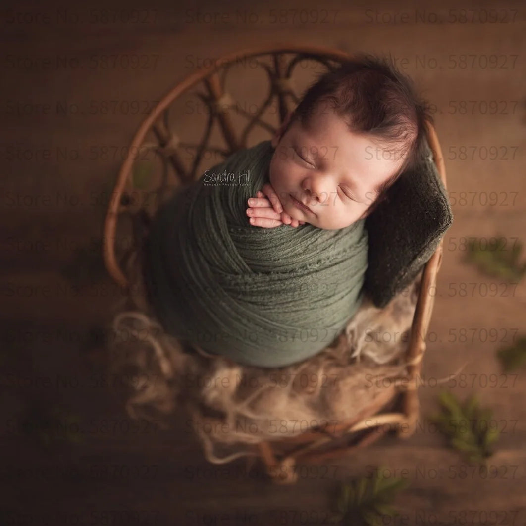 Newborn Photography Props Rattan Chair Bamboo Bed Bebe Basket 
Container