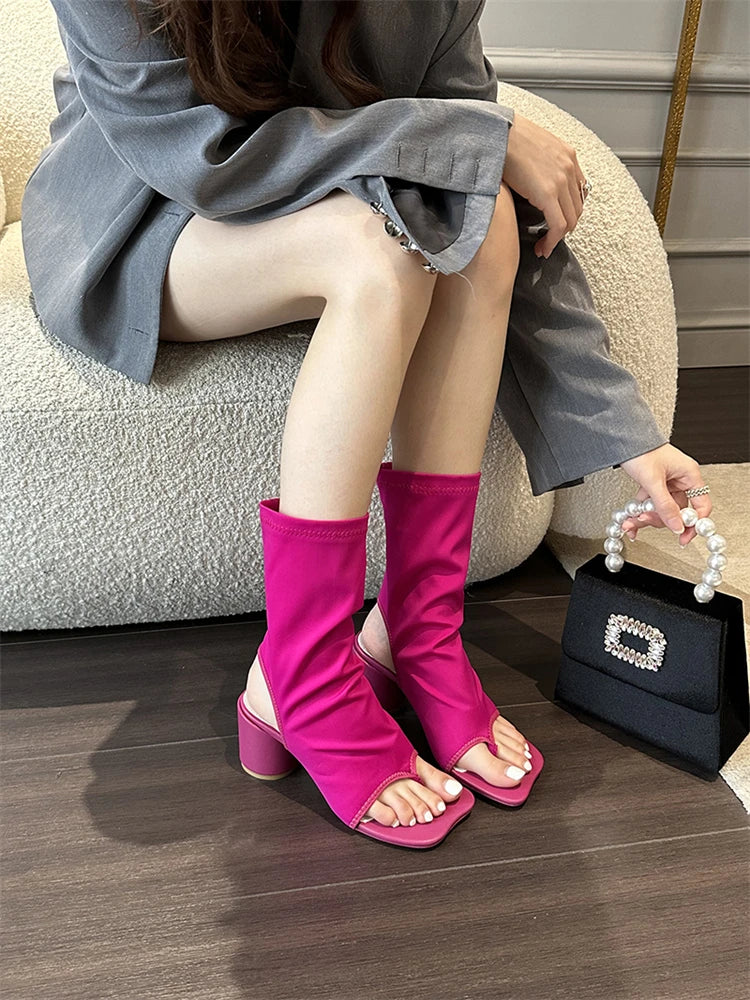 Designer Clip Toe Ankle Boots Sandals Women