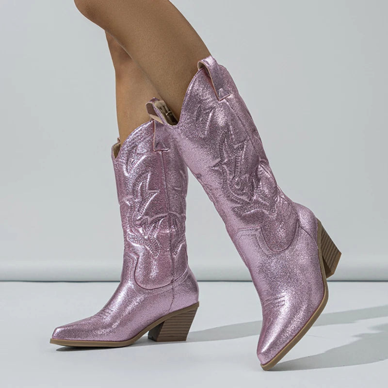 Fashion Embroidered Western Cowboy Boots For Women