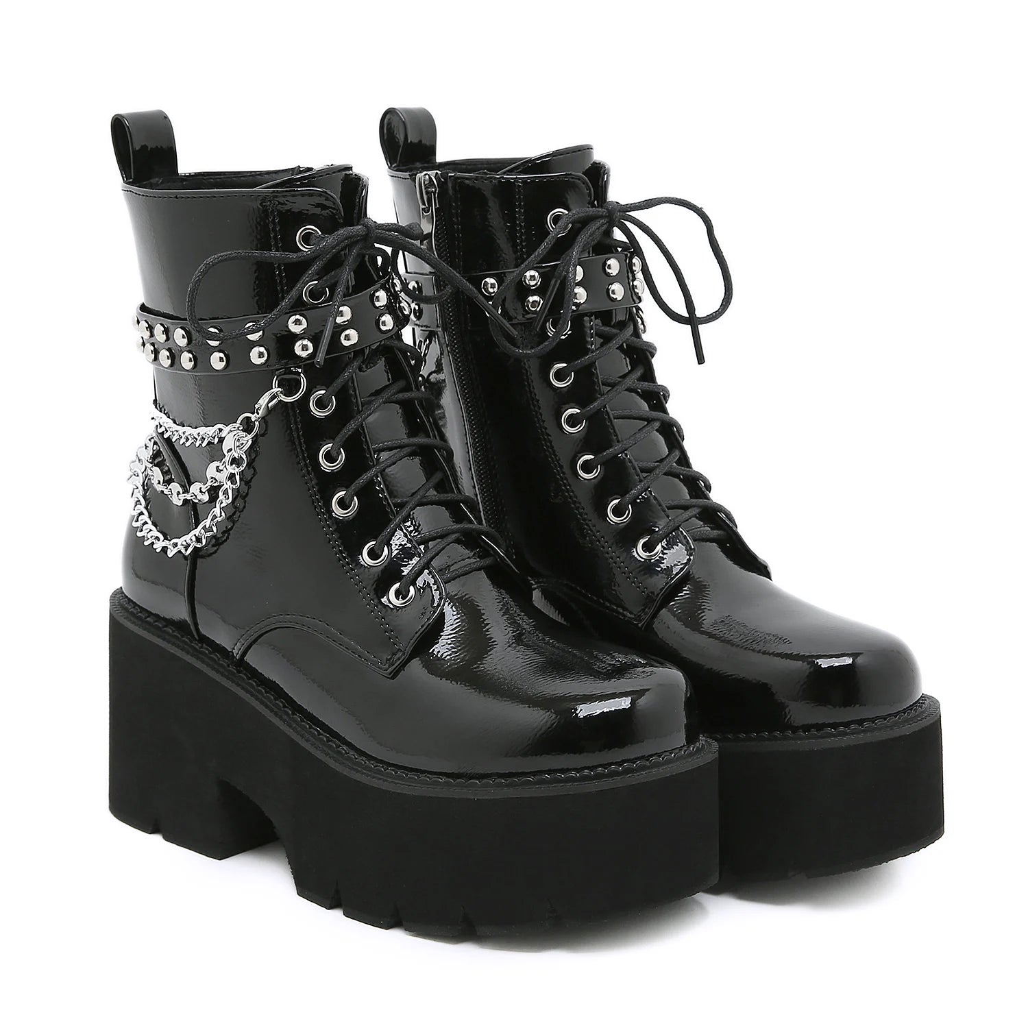 Women's Punk Ankle Boots 8cm 10cm Cosplay Thick High Heels zipper Pumps