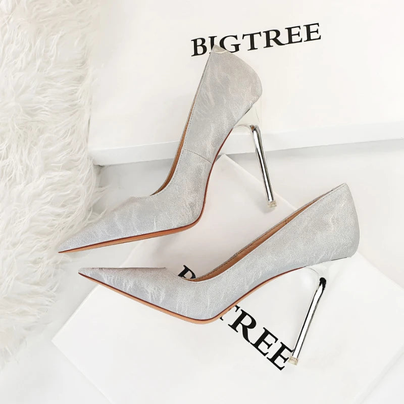 Retro Style Women's Shallow Pointed Toe Stiletto High-heeled Sexy High-heeled Shoes Women's
