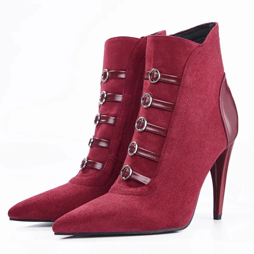 New Arrive Women Ankle Boots 10cm High Heel Pointed-toe Spike Heels Ladies Sexy Party Shoes