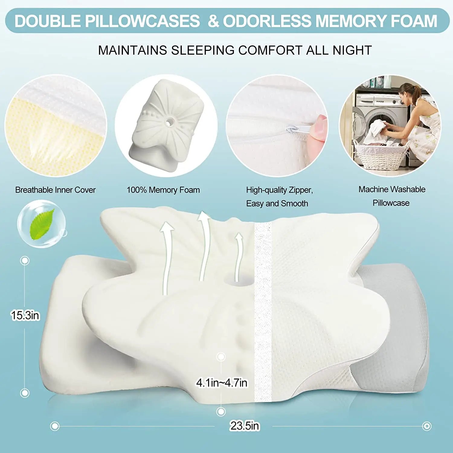 Memory Foam Pillow for Sleeping Slow Rebound Memory Foam Orthopedic Pillow