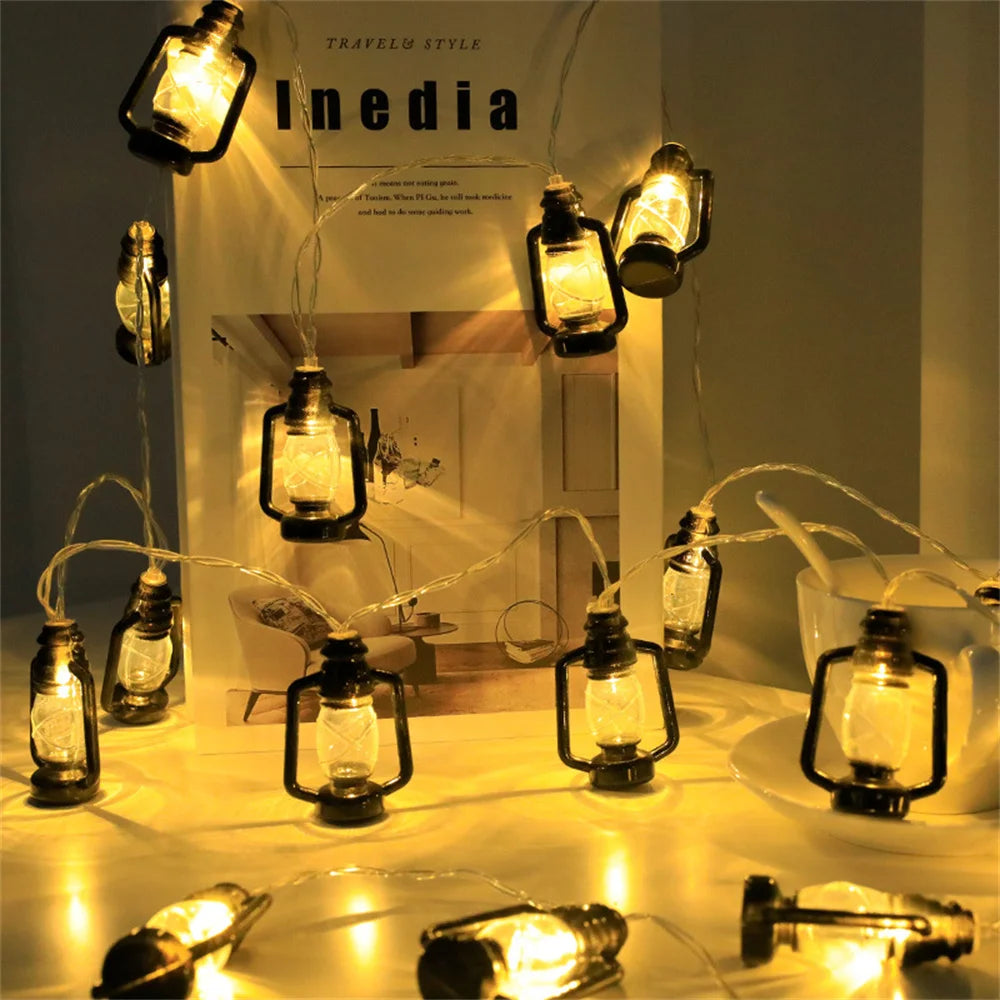 10/20/40 LEDs Retro Kerosene Bottle Lantern String Light Ramadan Festival Retro Kerosene Lamp