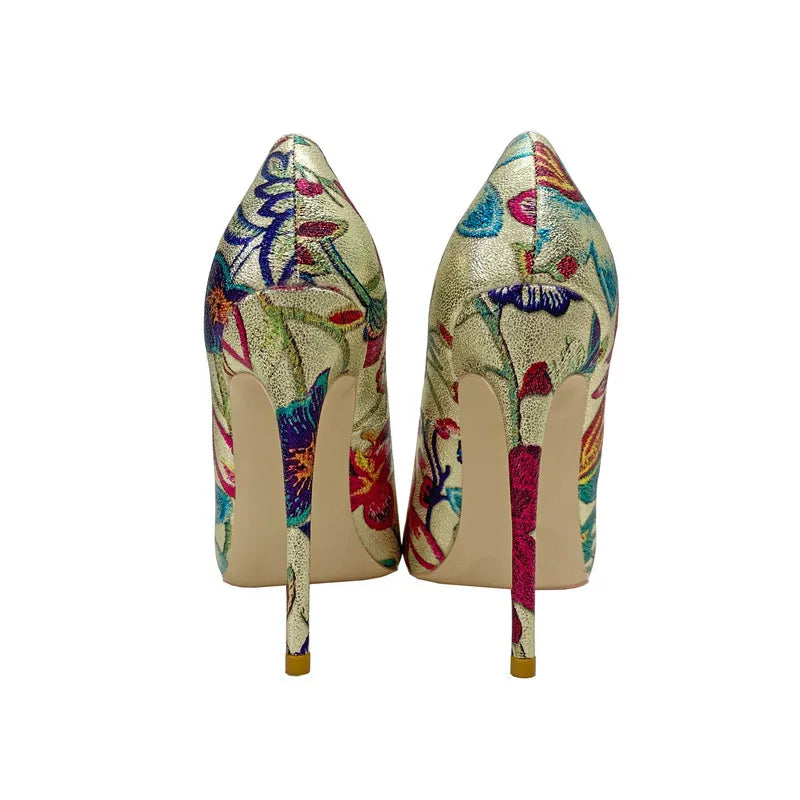 Gold Gold embroidered graffiti Women's Shoes