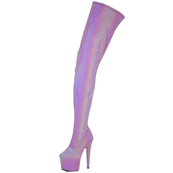 17CM Super High Heel Over The Knee Boots Discolored Platform Fetish Stripper Women