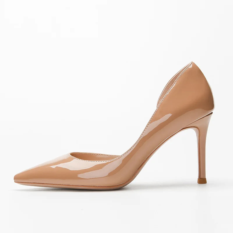 Nude Patent Leather Women's High-quality High-heeled Shoes