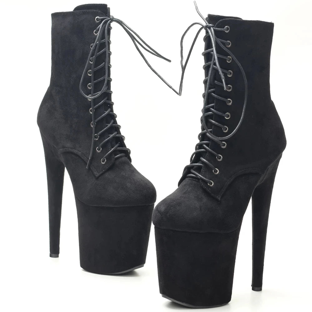 20CM Extreme High Spike Heel With Platform Women Pole Dance Ankle Boots