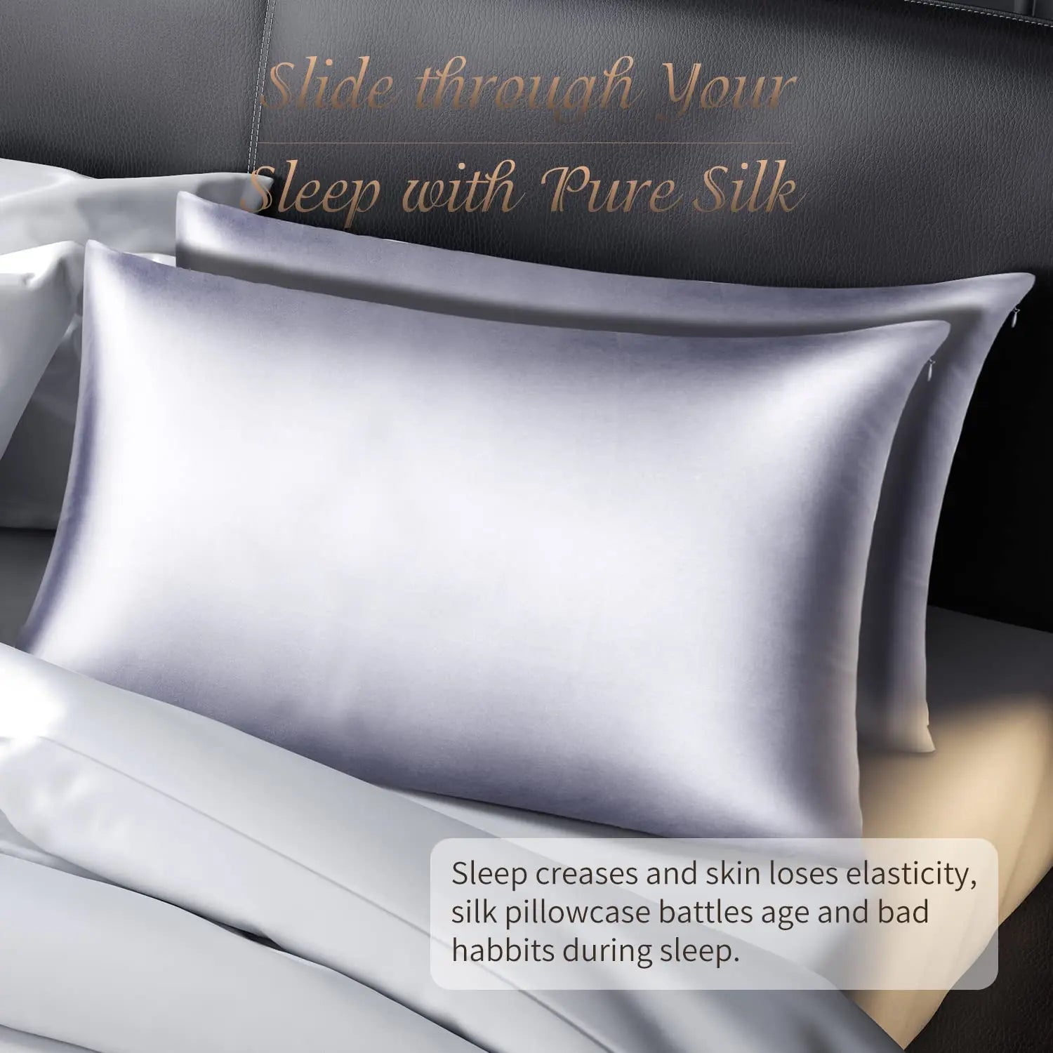 Pillowcase 100% Silk Pillow Cover Silky Satin Hair Beauty Pillow