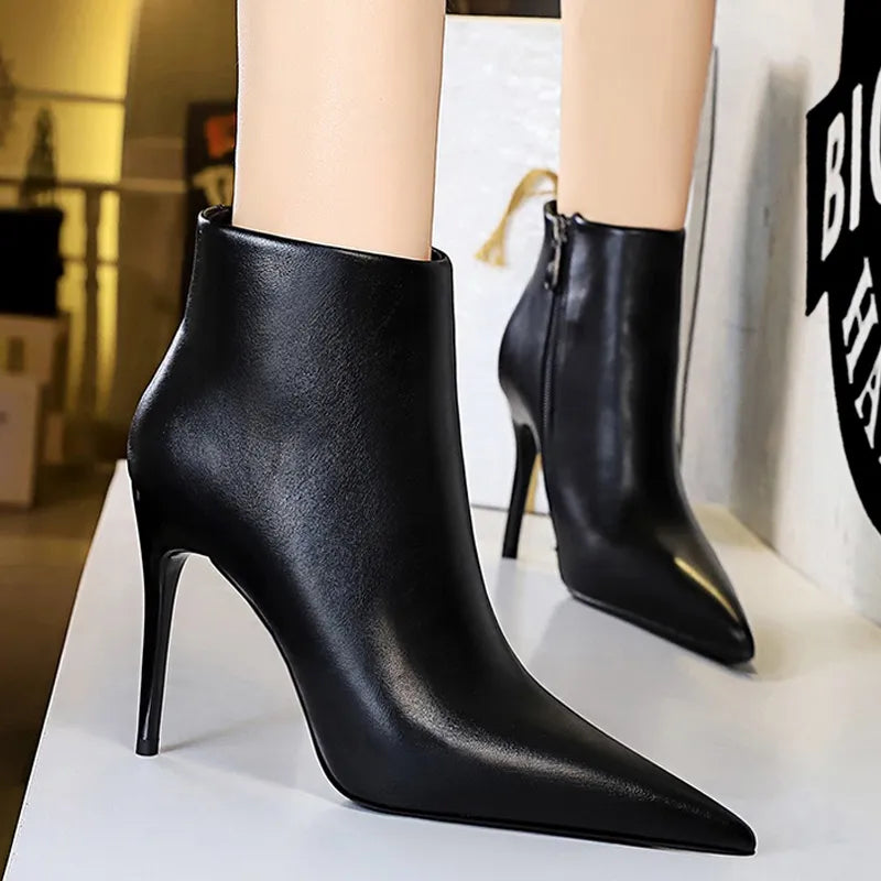 Sexy Women's Ankle Boots High Heels Plush Warm Autumn Winter Shoes