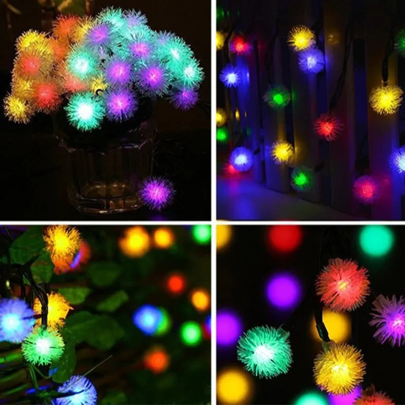 Puffer Ball 100 Led Solar String Lights Outdoor Fairy Light