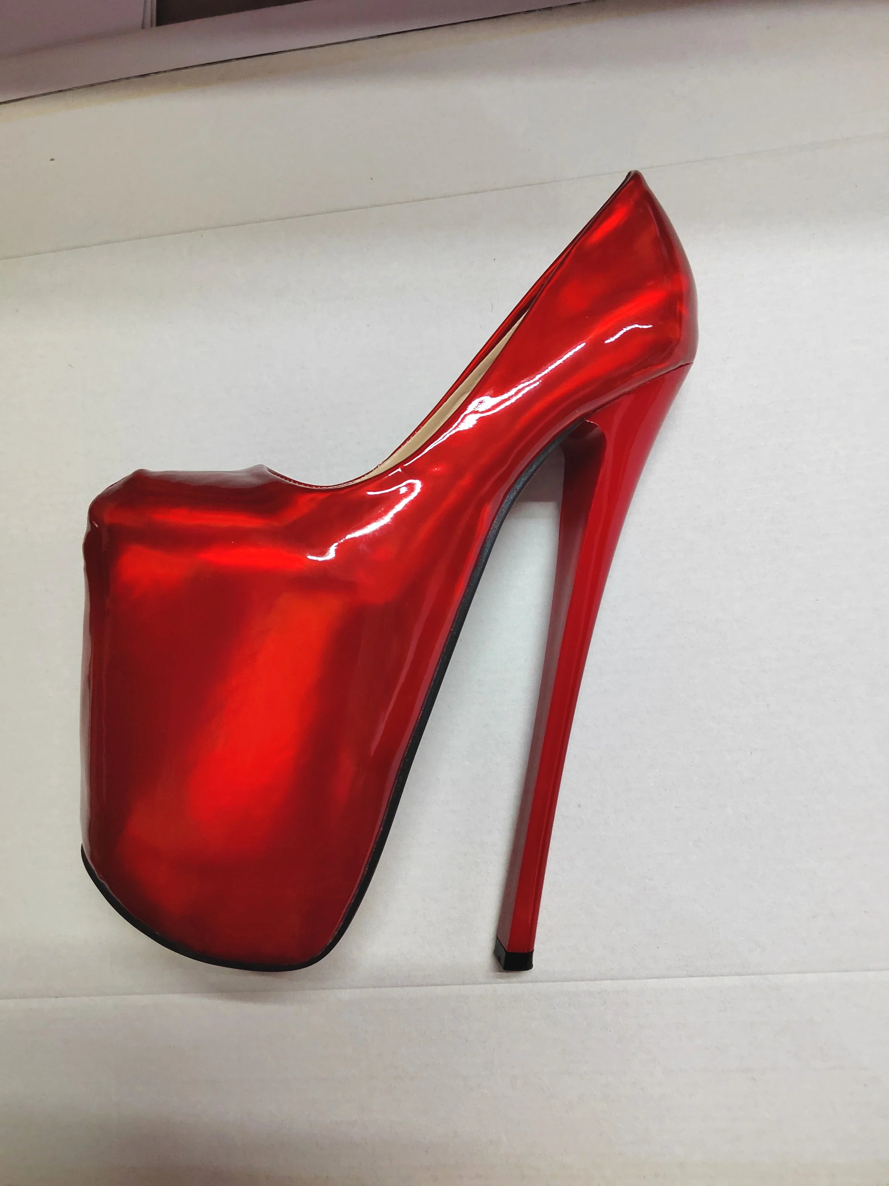 Sexy Stilettos 19cm Thin High-Heeled Patent Leather Platforms Shoes Woman