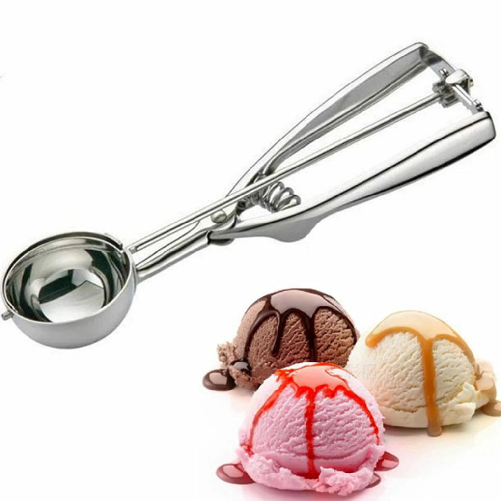 Ice Cream Scoop Trigger Metal Cookie Spoon Melon Baller Stainless Steel Dough Spoon