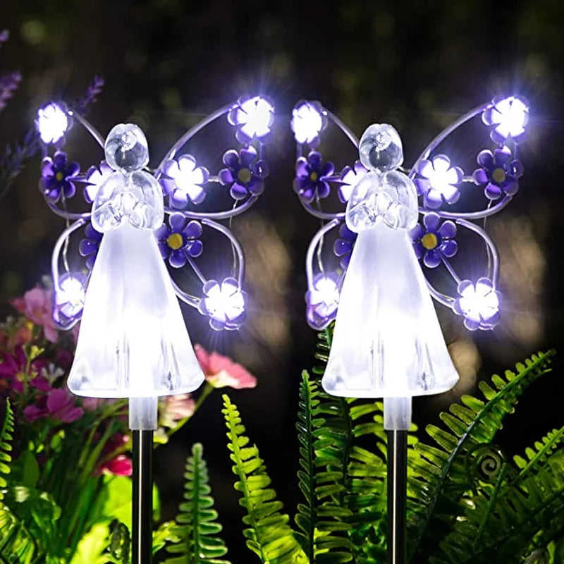2/4Pcs Solar Angel Garden Light Outdoor Waterproof Fairy Landscape Light