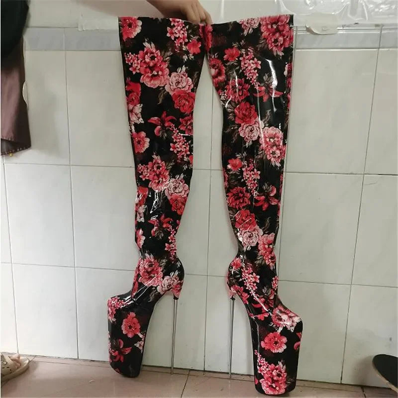 20cm Thin Heels Stilettos Over The Knee Long Boots Platform Women Pumps