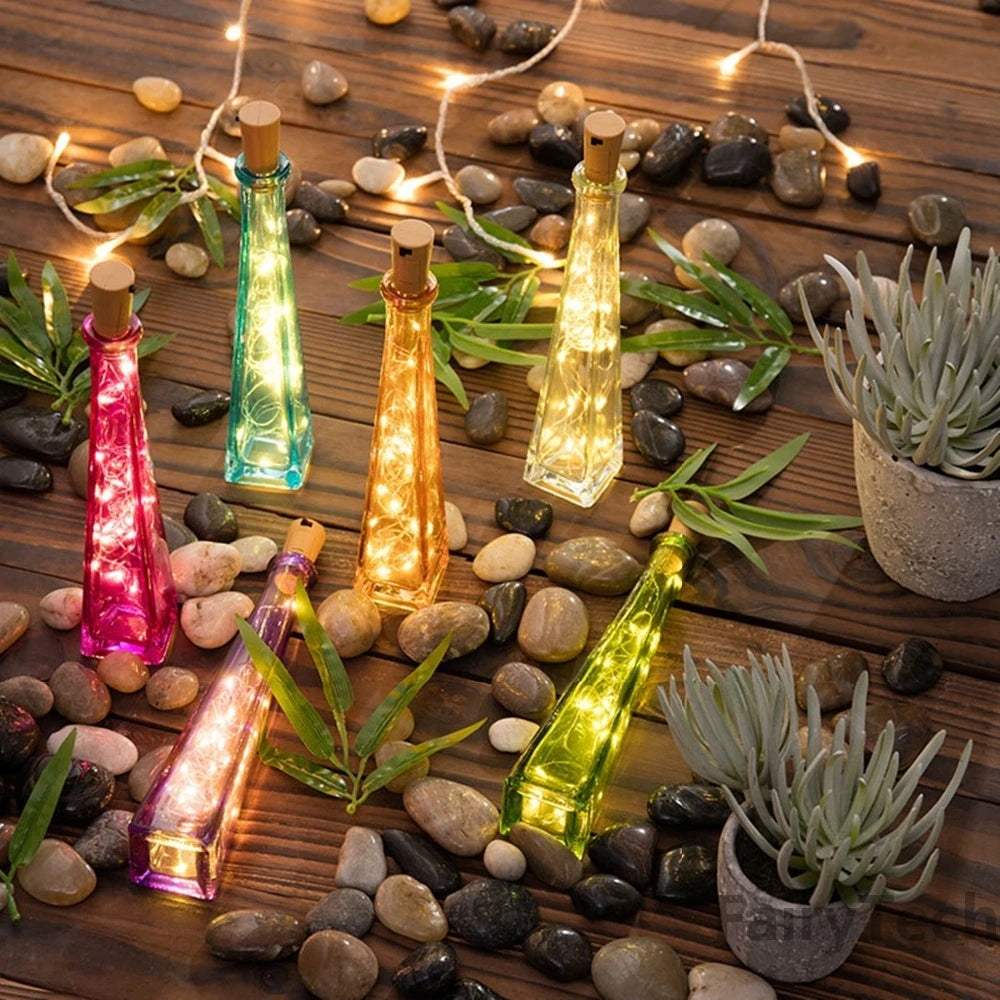 8pcs Includes Battery LED Wine Bottle String Light Copper Wire Fairy Lights