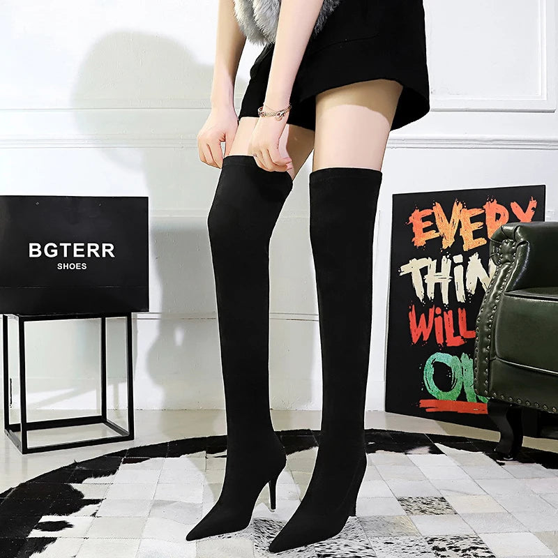 New Sexy Slim Over The Knee Boots Keep Warm Winter Boots Suede Long Boots