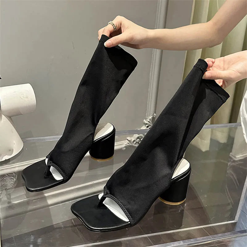 Designer Clip Toe Ankle Boots Sandals Women