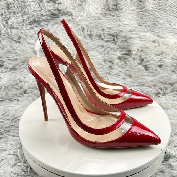 Sexy PVC Pointy Toe High Heels Sandals Summer Clear Shoes