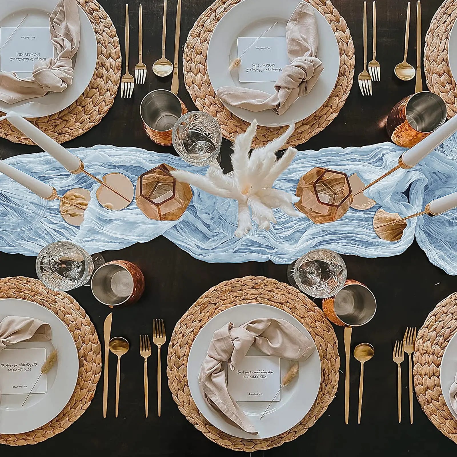10PCS Vintage Cheesecloth Gauze Table Runner Wedding Semi-Sheer