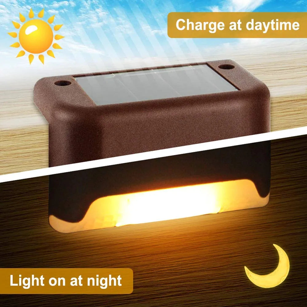 Stair LED Solar Lamp IP65 Waterproof Outdoor Garden Light Pathway Yard Patio Steps Fence Lamps