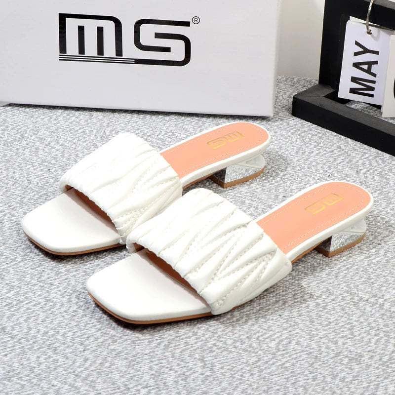 summer low-heeled thick-heeled fairy slippers  3CM