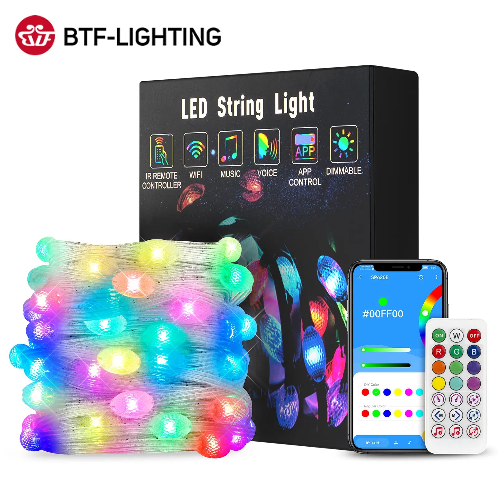 Dreamcolor USB LED String Light BT Music APP WS2812B Garland Fairy Lights