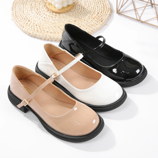 Thick-soled Mary Jane shoes round head  summer new low-heeled flat shoes women's