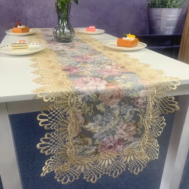 Oval Lace Table Runner Embroidered TV Cabinet Tablecloth Lace Pendant