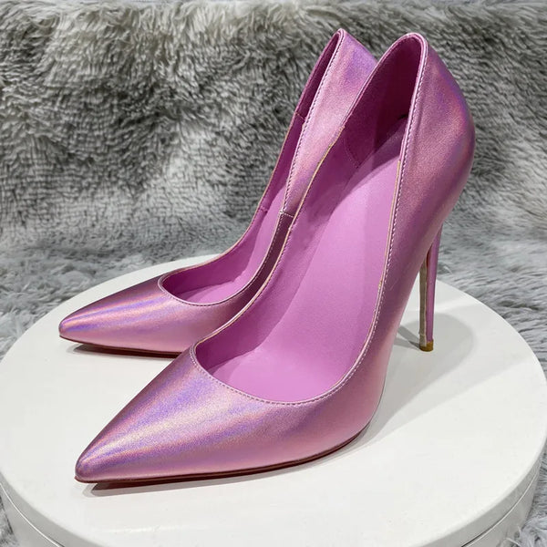 12cm  heel Pink  Women Patent Pointed Toe Stiletto High Heels