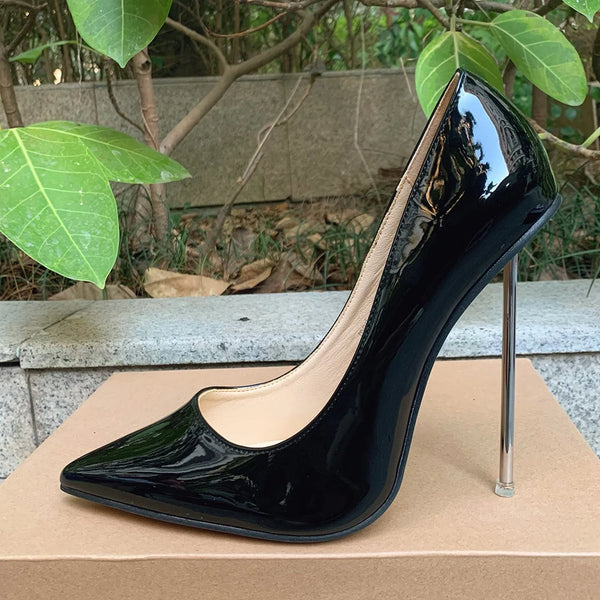 Chic Metal Pumps Stilettos Thin High Heels Balck OL Office  Unisex Shoes