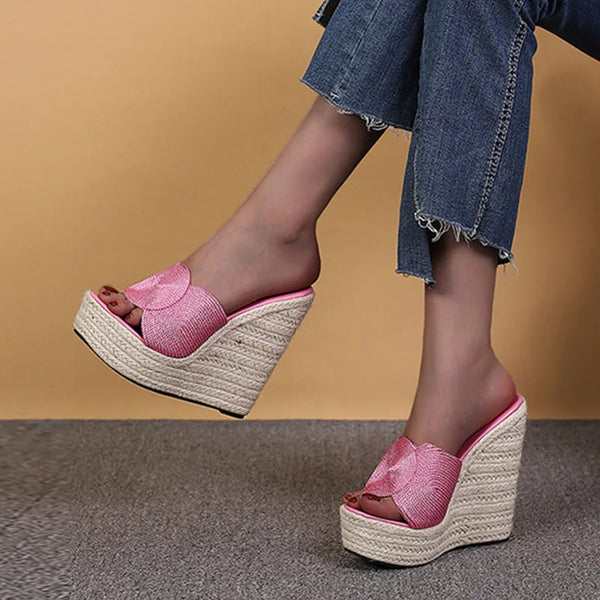 Summer Open Toe 15CM Super High Wedge Heels Modern Slippers