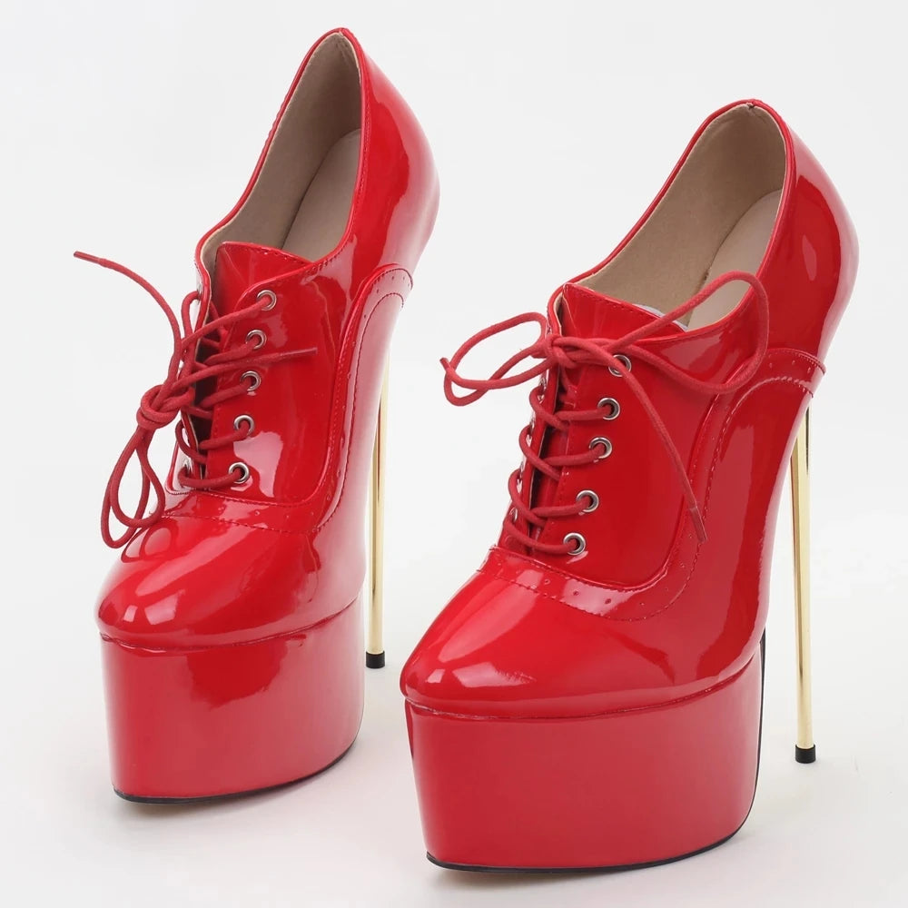 European and American Fashion Round-toe Lace-up 22CM Super High Heel Platform Women's Shoes