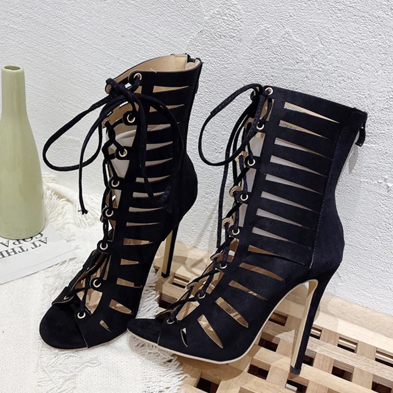 Summer Fashion Hollow Out Cross Tied Women Ankle Boots