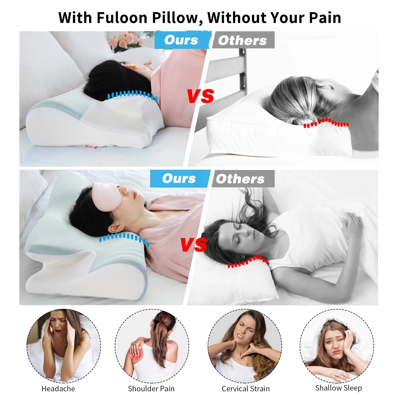 Memory Foam Pillow Sleeping Bed Orthopedic Slow Rebound Butterfly Shaped Pillow