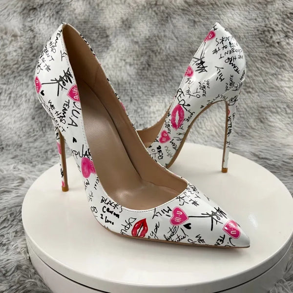 Artistic Graffiti Print Women Sexy Stiletto High Heels