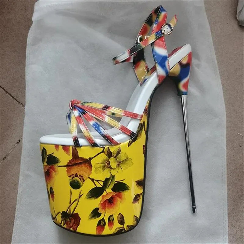 19cm Thin High Heels Platform Sandals Buckle Women's Shoes