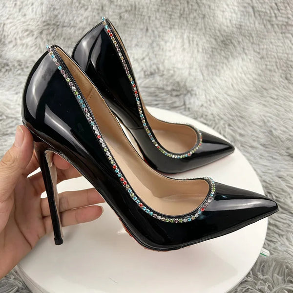 Women High Heel Shoes  Shiny Diamond Bottoms  Pumps