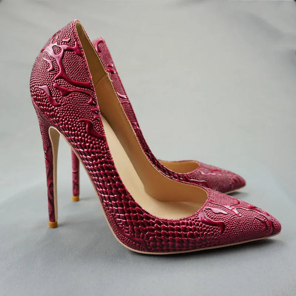 Burgundy Women Sexy High Heels Slip On Pointy Toe Chic Pumps