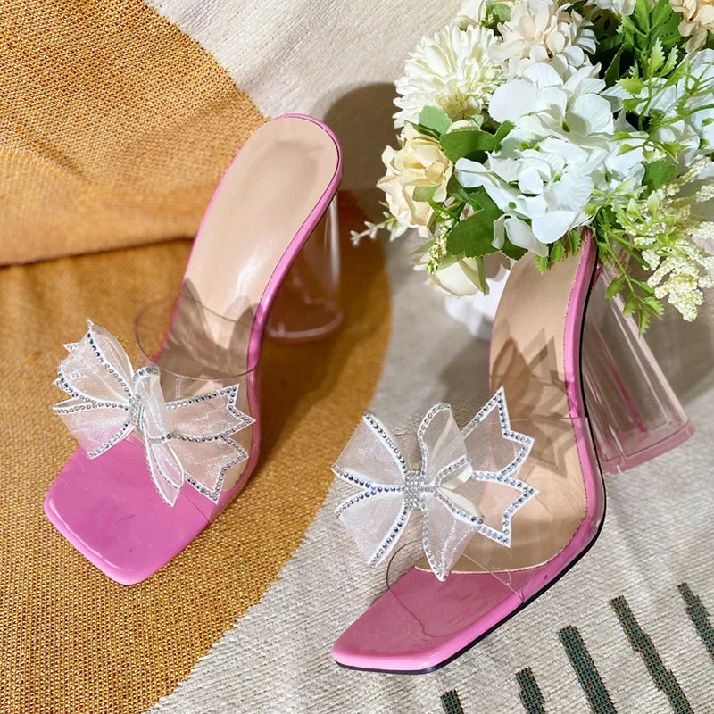 Transparent Slippers  Summer Fashion Crystal Bowknot PVC Sandals