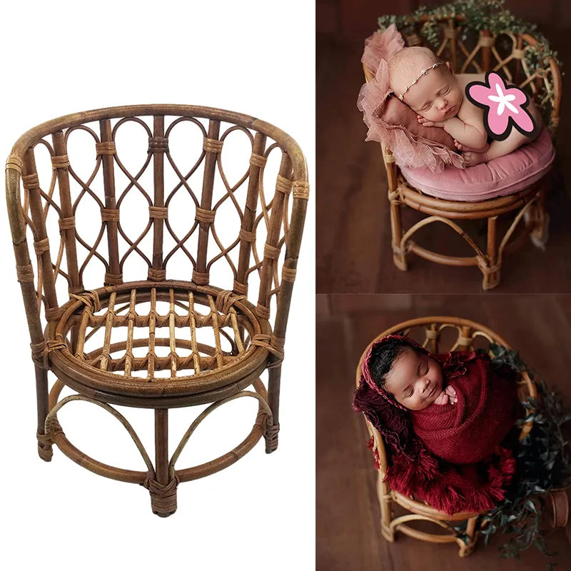 Newborn Photography Props Rattan Chair Bamboo Bed Bebe Basket 
Container