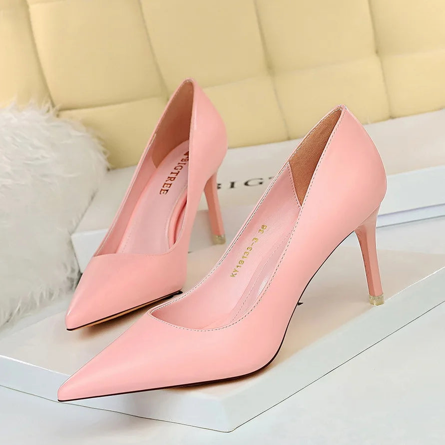 Women Pumps Pu Leather High-heeled Shoes Fashion Wedding Shoes