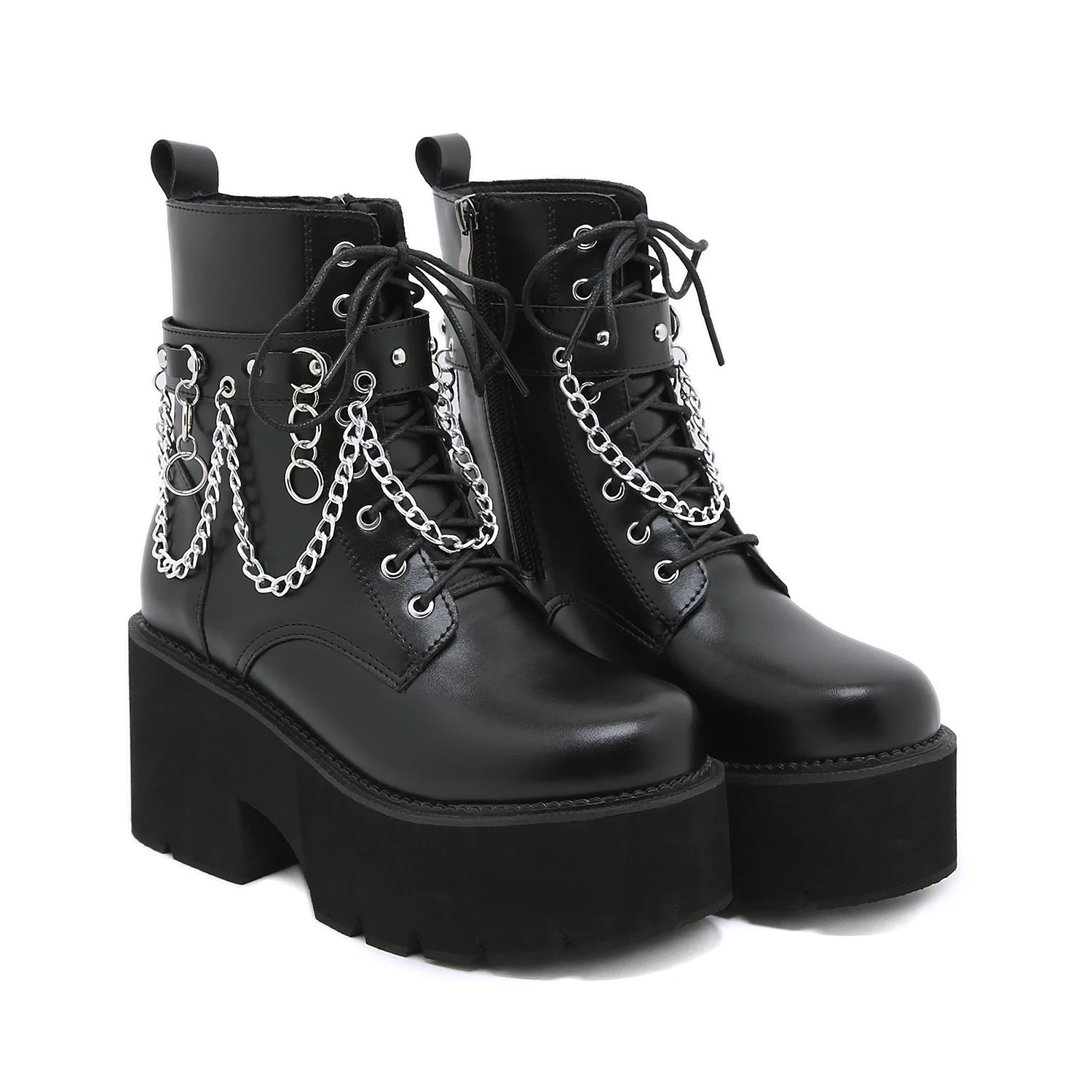 Women's Punk Ankle Boots 8cm 10cm Cosplay Thick High Heels zipper Pumps