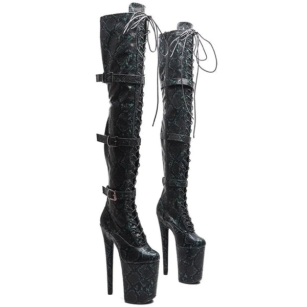 23CM/9inches Snake PU fashion lady High Heel platform Pole Dance Shoes