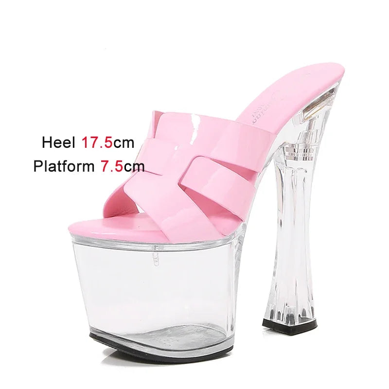 Fashion Women Shoes 18CM Super High Heels Summer Slippers