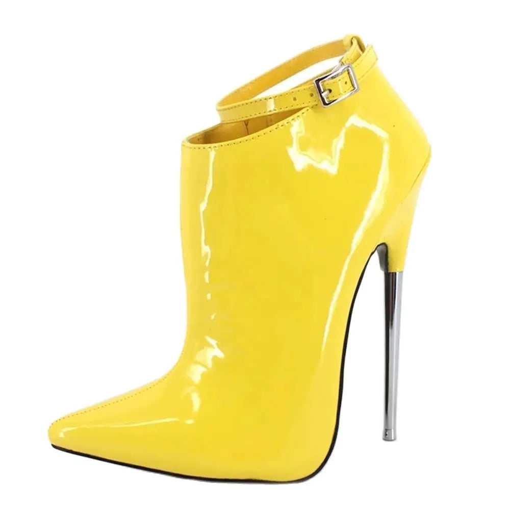 18CM Super High Heel Pumps Stiletto Heels Ponted-toe PU Leather Metal-heel Ladies Shoes
