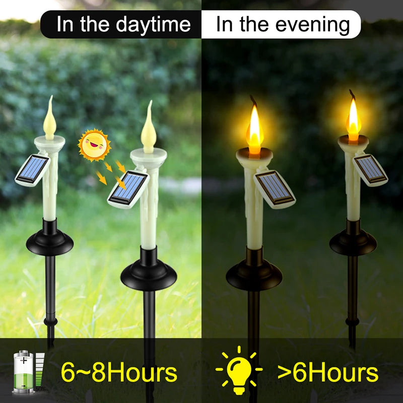 Solar Dual-purpose Candle Light with Candlesticks Holders Waterproof LED Solar Lamp