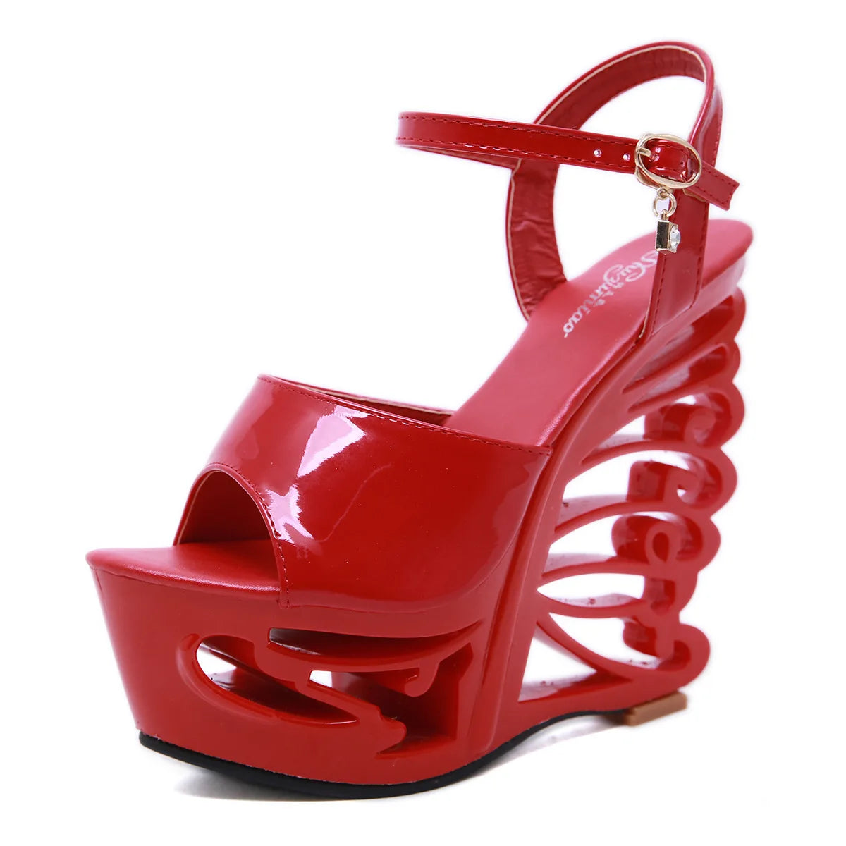 Summer Buckle Strap Women Shoes Retro Novelty Hollow Out Platforms Wedges Sandals 15cm